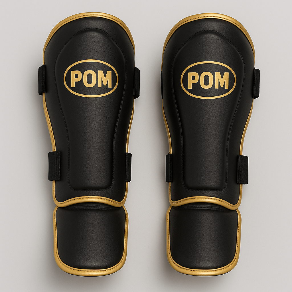P.O.M Schienbeinschoner Hosiery in Schwarz-Gold, Paar