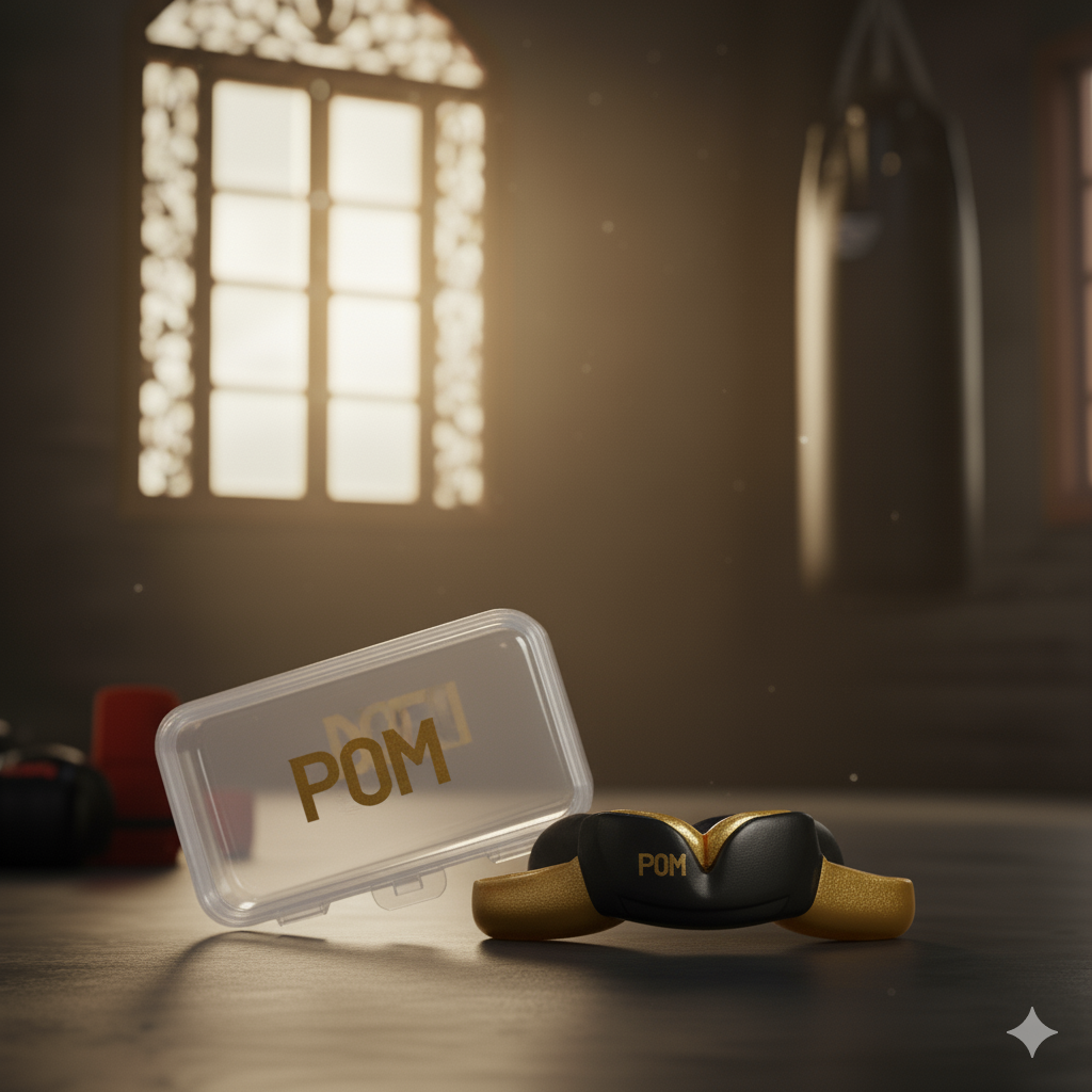 P.O.M Mundschutz in Schwarz-Gold mit Box