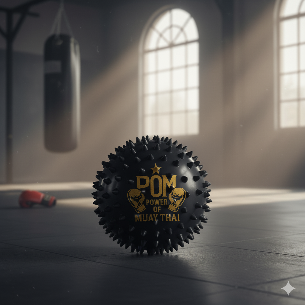 P.O.M Massage Ball in Schwarz mit goldenem POM-Logo